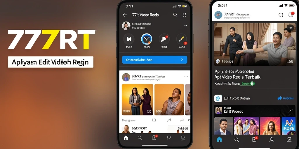 Antarmuka pengguna 777RT untuk pengeditan video reels yang menarik.
