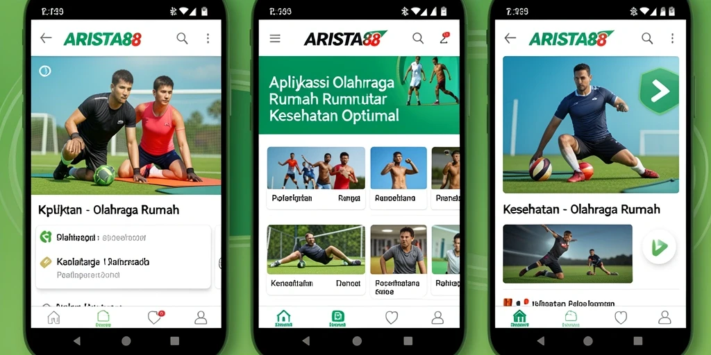Antarmuka aplikasi ARISTA88 yang menyenangkan dan fungsional untuk olahraga rumah.