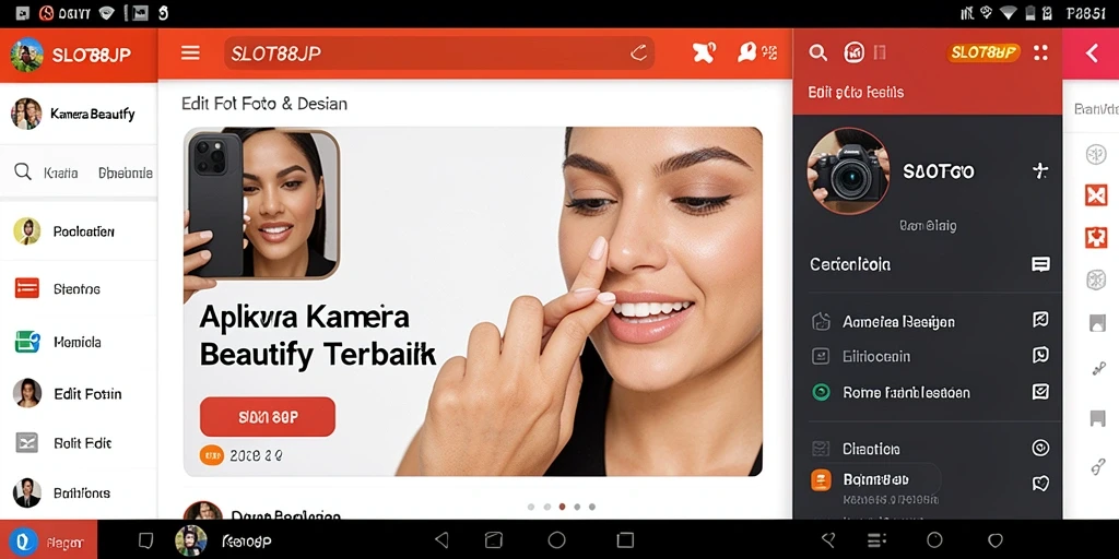 Antarmuka SLOT88JP dengan fitur kamera beautify yang menarik.