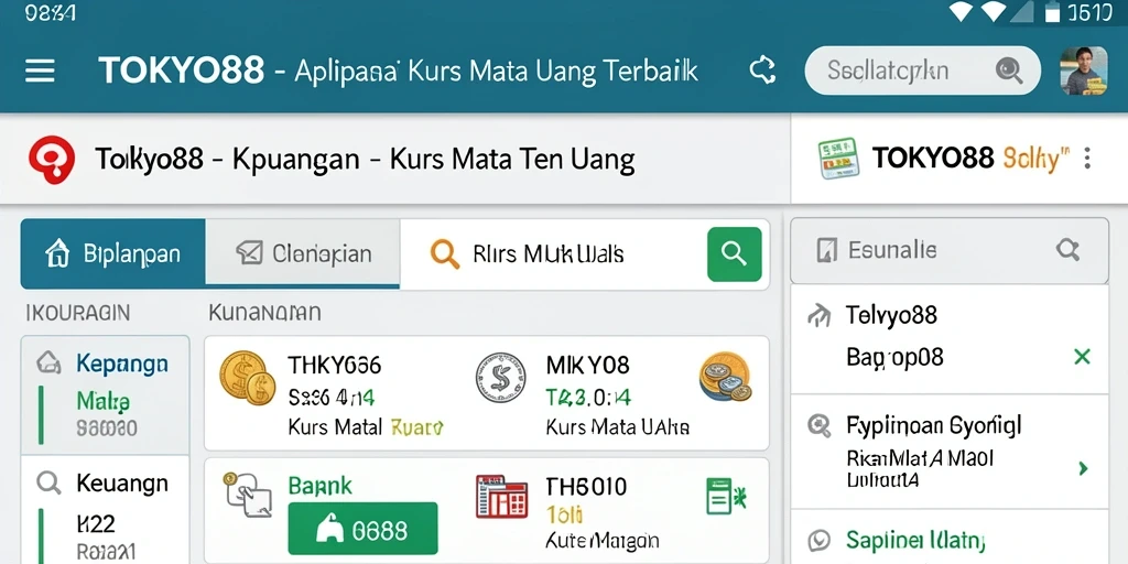 Screenshot antarmuka utama TOKYO88 dengan fitur Kurs Mata Uang.