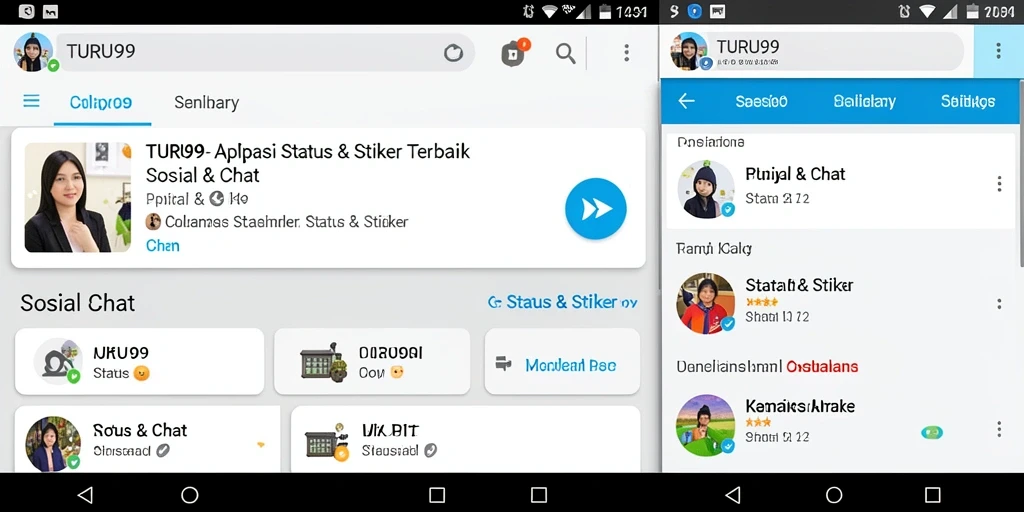 Tampilan antarmuka TURU99 dengan beragam stiker dan status